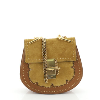 Chloe Drew Crossbody Bag Studded Leather and Suede Small