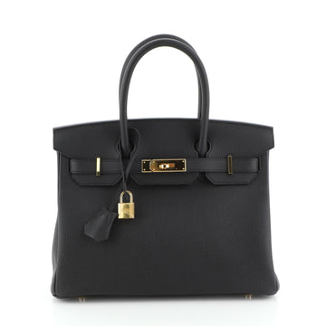 Hermes Birkin Handbag Black Togo with Gold Hardware 30