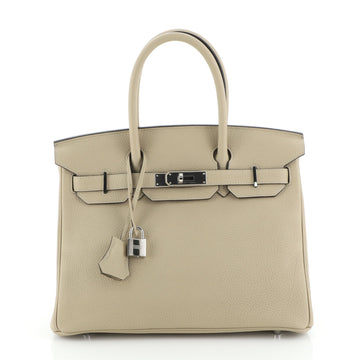 Hermes Birkin Handbag Light Togo with Palladium Hardware 30