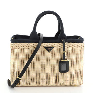 Prada Basket Bag Wicker with Canapa Large