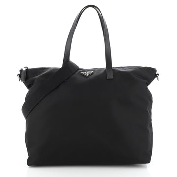 Prada Vela Zip Top Convertible Tote Tessuto Large
