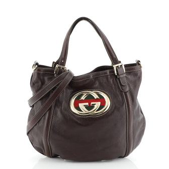 Gucci Britt Convertible Satchel Leather Large