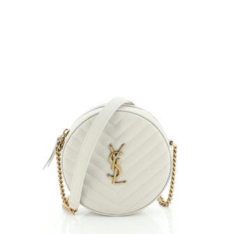 Saint Laurent Vinyle Round Camera Bag Matelasse Chevron Leather
