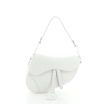 Christian Dior Saddle Handbag Oblique Embossed Leather Medium
