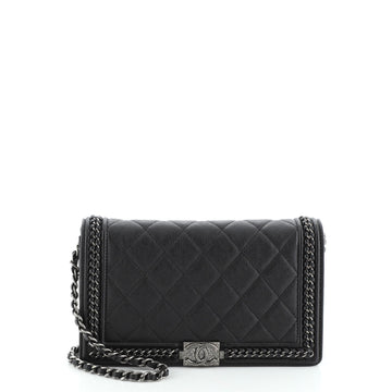 Chanel Boy Wallet on Short Chain Quilted Calfskin with Chain Detail
