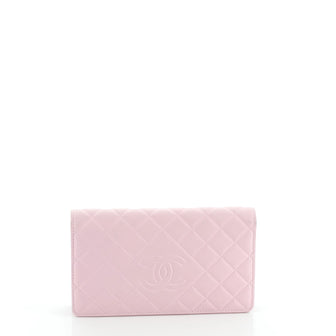 Chanel Diamond CC Bifold Wallet Quilted Lambskin Long