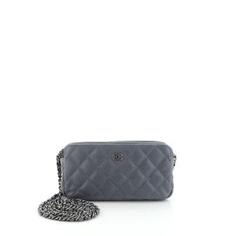 Chanel Double Zip Clutch with Chain Quilted Caviar