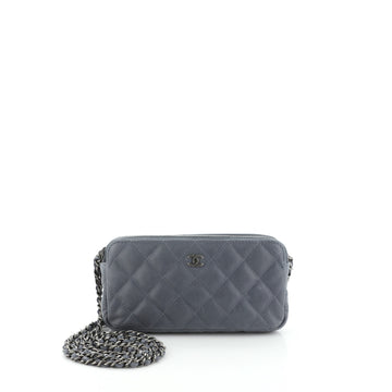 Chanel Double Zip Clutch with Chain Quilted Caviar