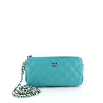 Chanel Double Zip Clutch with Chain Quilted Caviar