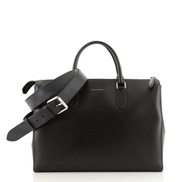 Burberry Convertible Briefcase Leather with London Check Coated Canvas Medium