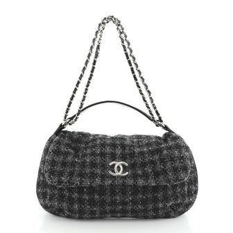 Chanel CC Flap Satchel Quilted Tweed Medium