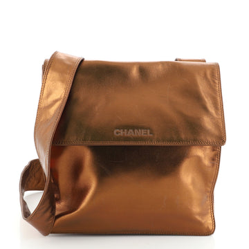 Chanel Vintage Logo Flap Messenger Bag Leather Medium