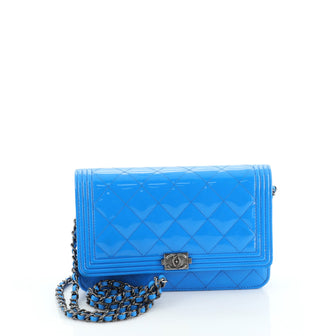 Chanel Boy Wallet on Chain Quilted Patent