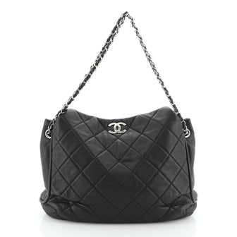 Chanel CC Accordion Hobo Quilted Calfskin Medium