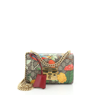 Gucci Padlock Shoulder Bag Tian Print GG Coated Canvas Small