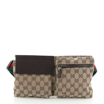 Gucci Vintage Double Belt Bag GG Canvas