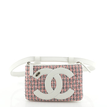 Chanel CC Mania Double Zip Belt Bag Tweed with Lambskin
