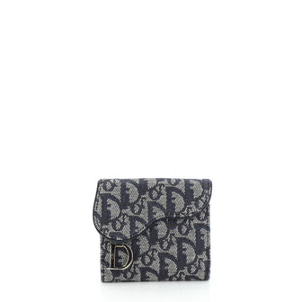 Christian Dior Saddle Flap Wallet Oblique Canvas Mini