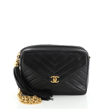 Chanel Vintage Front Pocket Camera Bag Chevron Lambskin Medium