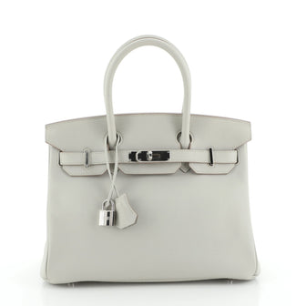 Hermes Birkin Handbag Light Swift with Palladium Hardware 30