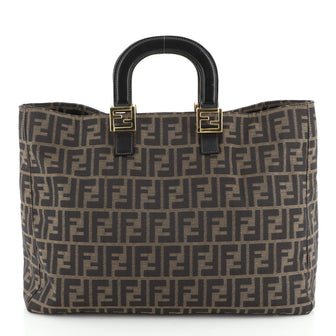 Fendi Vintage FF Handle Tote Zucca Canvas Large