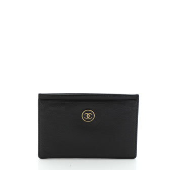 Chanel Vintage CC Button Card Holder Leather