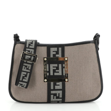 Fendi Vintage Logo Shoulder Bag Canvas Medium