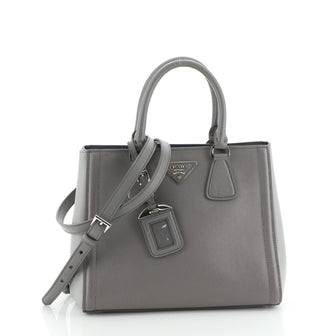 Prada Bicolor Lux Convertible Open Tote Saffiano Leather Small