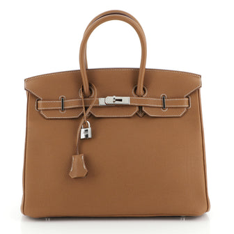 Hermes Birkin Handbag Brown Togo with Palladium Hardware 35