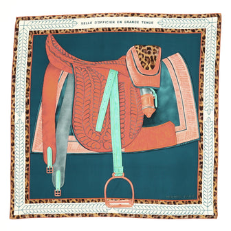 Hermes Selle D'Officier En Grande Tenue Scarf Printed Silk 90