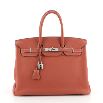Hermes Birkin Handbag Red Togo with Palladium Hardware 35