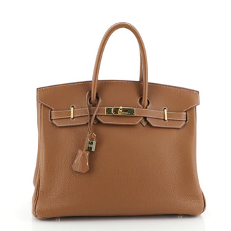 Hermes Birkin Handbag Brown Togo with Gold Hardware 35