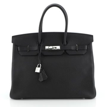 Hermes Birkin Handbag Black Togo with Palladium Hardware 35