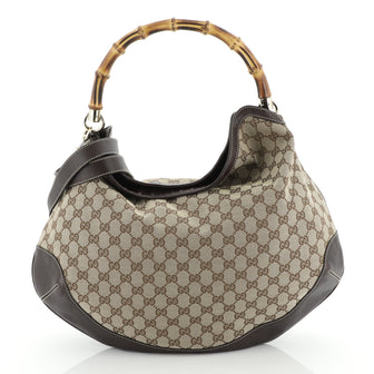 Gucci Bamboo Peggy Hobo GG Canvas Large