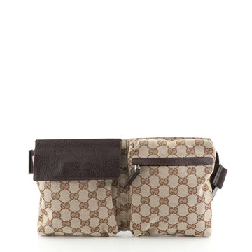 Gucci Vintage Double Belt Bag GG Canvas