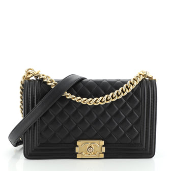Chanel Boy Flap Bag Quilted Lambskin Old Medium
