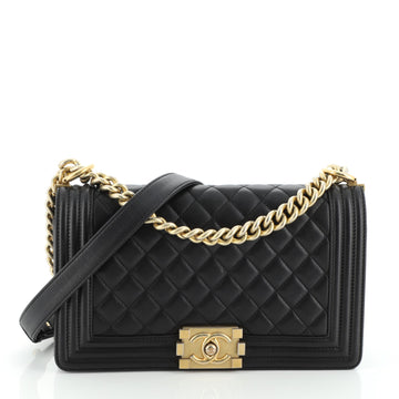 Chanel Boy Flap Bag Quilted Lambskin Old Medium