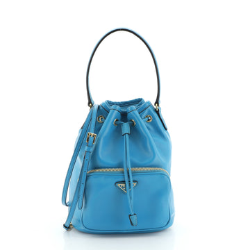 Prada Drawstring Pocket Bucket Bag Soft Calfskin Small