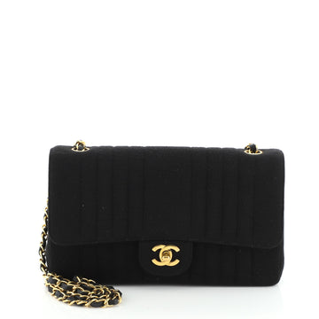 Chanel Vintage Classic Single Flap Bag Vertical Quilt Jersey Medium