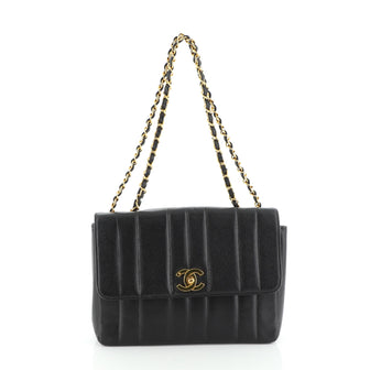 Chanel Vintage CC Chain Flap Bag Vertical Quilt Caviar Medium