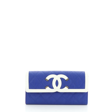 Chanel Filigree Flap Wallet Quilted Caviar Long