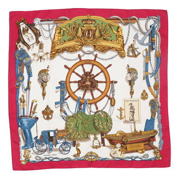 Hermes Bateau A Vapeur De Jouffroy D'Abbans Scarf Printed Silk 90