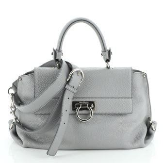 Salvatore Ferragamo Sofia Satchel Pebbled Leather Medium