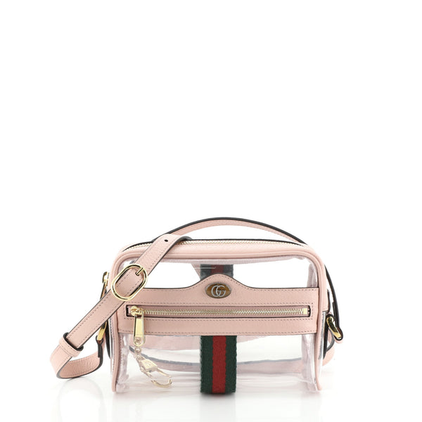 Gucci Pink Leather Clear PVC Mini Ophidia Crossbody Bag - Yoogi's