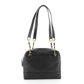 Chanel Vintage Stitched CC Shoulder Bag Caviar Medium