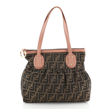 Fendi Vintage Ring Pleat Tote Zucca Canvas Medium