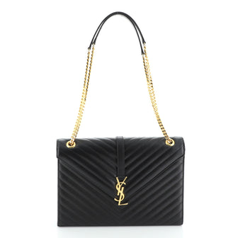 Saint Laurent Classic Monogram Envelope Satchel Matelasse Chevron Leather Large