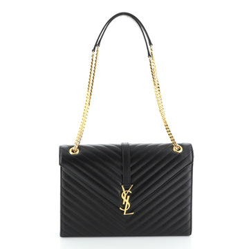 Saint Laurent Classic Monogram Envelope Satchel Matelasse Chevron Leather Large
