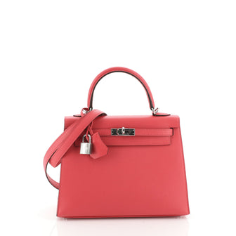 Hermes Kelly Handbag Pink Epsom with Palladium Hardware 25