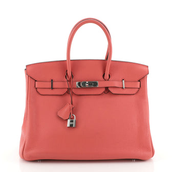 Hermes Birkin Handbag Pink Clemence with Palladium Hardware 35
